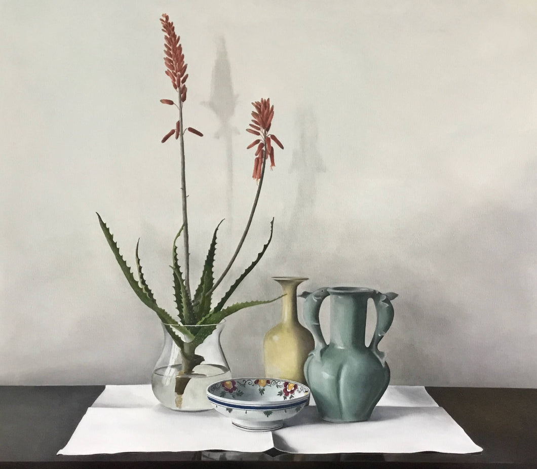 Still life of Aloes and Sarah Walters Vase