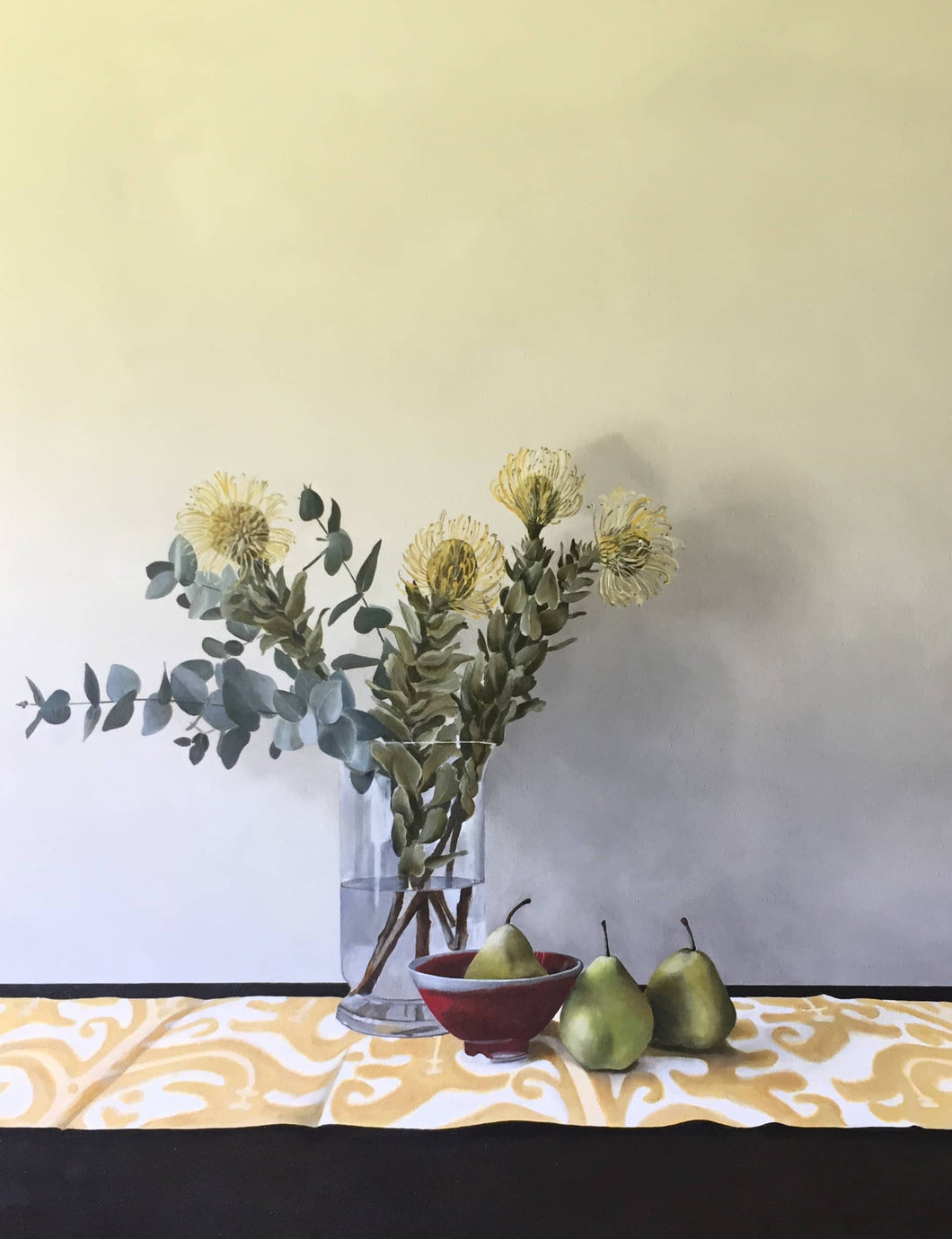 Still life of Pincushions in Glass Vase